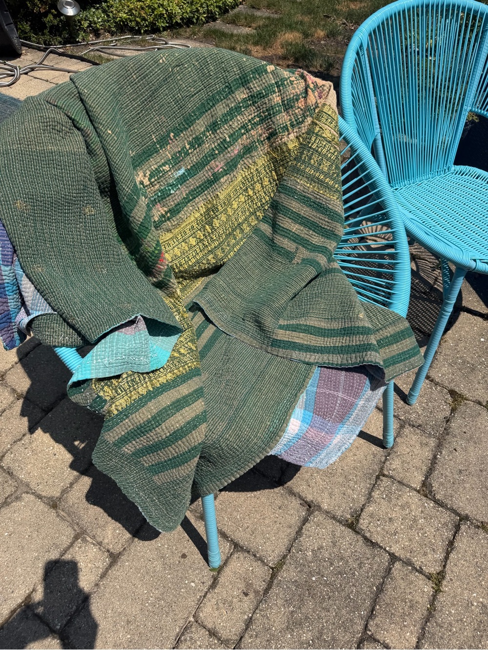 Vintage Handmade Kantha Quilt | Reversible Cotton Bohemian Throw - Picture 7 of 8
